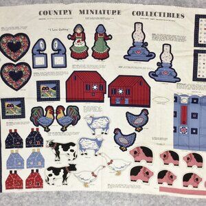 Farm Life Country Miniature Collectibles Cut & Sew Fabric Panel Springs Vintage